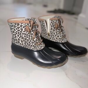 Sperry Leopard + Black Women’s Bootie Size 8.5